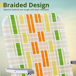 Set di 2 Sedie da Spiaggia Pieghevoli Portatili con Schienale a Nido d'Ape per Esterni, Patio, Prato, Campeggio, Pesca, Giardino, Bordo Piscina, Barbecue, Giallo Verde - Product Image 5