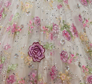 Lehenga Choli de Diseño con Apliques Blancos en Tela de Red |   Bordado Floral con Lentejuelas |   Vestido de Novia Tradicional de Lujo, Largo hasta el Suelo - Product Image 5