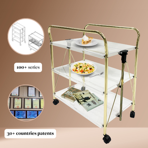 Carrito de té plegable de acrílico y metal de diseño moderno Uso doméstico de moda o Aplicación de hotel/comedor Característica plegable - Product Image 6