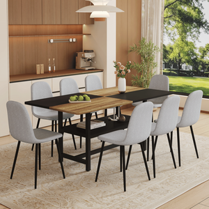 Set Tavolo da Pranzo in Legno e Nero con Sedie e Vano Portaoggetti, 71*35.4 Pollici, per Sala da Pranzo - Product Image 1