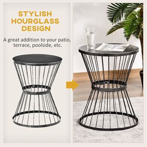 Tavolino d'Appoggio Nero da 16 Pollici con Design a Clessidra, per Interni ed Esterni, con Struttura in Acciaio per Uso Esterno - Product Image 4