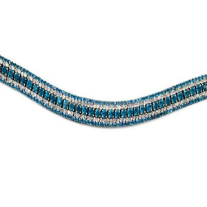 Bande de front de cheval en cuir de vachette noir ou marron de forme incurvée faite à la main avec chaîne en métal de pierres de cristaux décoratifs à 5 rangées de toutes les tailles - Product Image 1