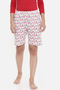 Women's Printed Dot Pattern Cotton Knitted Shorts <b>Elastic</b> Waist Regular Fit Casual Breathable Mid Rise - Product Image 1