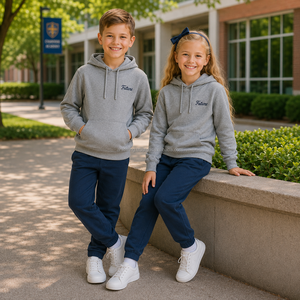 Conjunto de Uniforme Escolar para Niños, Sudadera Gris y Pantalones Azul Marino, Logotipo Bordado, Ropa para Estudiantes de Primaria, Unisex, OEM, ODM - Product Image 2