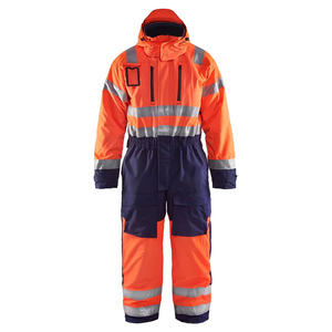 Combinaison de travail 100% coton pour hommes, haute visibilité, orange, vêtements de travail de sécurité, combinaison de chantier avec bande réfléchissante - Product Image 4