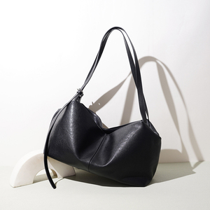 Sac fourre-tout en cuir véritable noir, design minimaliste à ouverture supérieure, utilisation quotidienne, toutes saisons, sac fourre-tout en cuir PU, imperméable, grande capacité - Product Image 5
