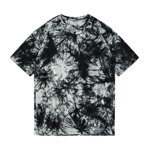Camiseta de manga corta con efecto tie-dye verde y azul para hombre, cuello redondo, corte regular, estilo casual - Product Image 5