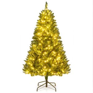 Albero di Natale Artificiale Preilluminato - Abete con Cerniere da 5/6/7 Piedi con 7 Modalità di Illuminazione per Decorazioni Interne/Esterne - Product Image 4