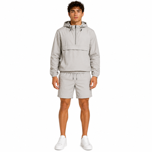 Wholesale <b>Men's</b> Winter <b>Pullover</b> Windbreaker Shorts Set Pocket Hooded <b>Jacket</b> Breathable Quick Dry Outdoor Sports Gym Tracksuit 2 - Product Image 2