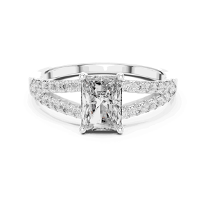 1 CT Radiant Lab Grown Diamond Engagement <b>Ring</b> 18K Solid Gold 0.29 CTW Round Pave Accent <b>Split</b> Shank Band Luxury Fine <b>Ring</b> - Product Image 5