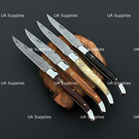 Couteau de chasse pliant professionnel de style Laguiole français, fait main, en acier Damas, manche en bois, pointe clip, verrouillage arrière, tactique EDC