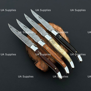 French Laguiole Style Hunting Folding Knife Handmade Damascus Steel Pocket Knife Wood Handle Clip Point Wholesale OEM ODM Knives - Product Image 2