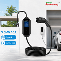Chargeur EV portable 3,5 kW 16A Type 2 monophasé 230Vac 50Hz IP67 avec câble de 5 m pour applications de charge domestique et de garage en Europe
