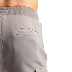 Pantalon de jogging cargo gris en toile légère pour homme avec taille élastique et cordon de serrage, plusieurs poches, décontracté, pour l'automne et la gym - Product Image 6