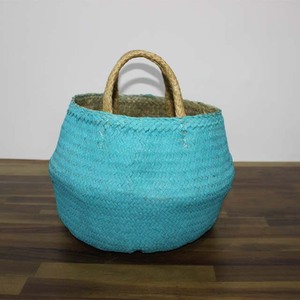 Panier de rangement pliable en feuille de palmier écologique tendance, pot de fleurs turquoise - Product Image 3