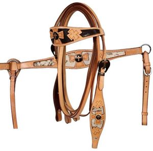 Ensemble de sellerie en cuir anglais de qualité supérieure, orné de motifs floraux, avec têtière et collier de poitrage, boucles réglables, taille personnalisée - Product Image 2