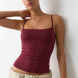 Top Quality Women's <b>Spaghetti</b> <b>Strap</b> Camisole Top Scoop Neck Slim Fit Breathable Stretchy Knitted Sporty Solid Tank Top Women - Product Image 4