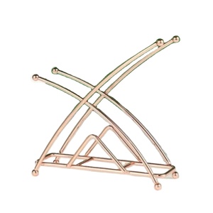Luxury Rose Gold Napkin Holder Metal Geometric Paper Tissue Stand Vertical <b>Table</b> Organizer <b>for</b> Wedding Home Decor Restaurant - Product Image 1