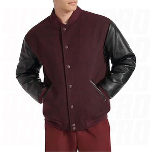 Blouson Bomber Varsity Homme avec Manches en Similicuir Style Collège Classique Baseball Streetwear Vêtement d'extérieur Automne Hiver - Product Image 5