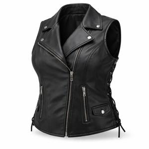Gilets en cuir sur mesure grande taille pour femmes - Vente en gros - Fabricant et fournisseur OEM direct d'usine - Product Image 3