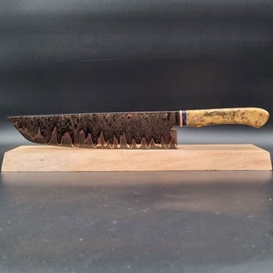 Cuchillo de chef artesanal de lujo de cobre damasco con mango de madera estabilizada para cocina profesional y excelencia culinaria. - Product Image 3