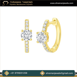 Luxury 925 Sterling <b>Silver</b> Gold Plated Mini <b>Hoop</b> <b>Earrings</b> Women High Quality Custom Lab Grown Diamond Engagement Party Weddings - Product Image 2