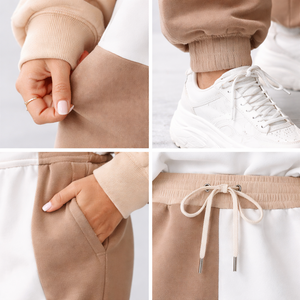 EHRI OEM ขายส่ง เสื้อฮู้ดดี้โอเวอร์ไซส์พรีเมียม 100% ผ้าฝ้าย สำหรับทุกเพศ  ชุดเสื้อฮู้ดดี้ประดับเลื่อม ดีไซน์บล็อกสี ระบายอากาศได้ดี เป็นมิตรกับสิ่งแวดล้อม - Product Image 4