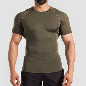 <b>Men</b> Slim <b>Compression</b> <b>Shirts</b> Short Sleeves Polyester Sports Training Apparel Quick Dry Lightweight OEM Custom Breathable - Product Image 1