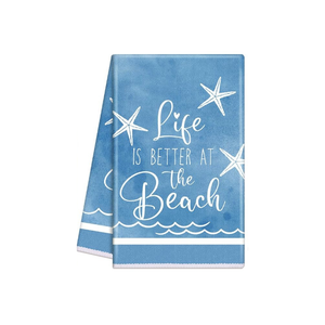 Playful Floral Woven Kitchen Dish Towels Featuring Custom Soft Cotton Washable 100% GOTS Certified Home Use Quality Durability - Product Image 4