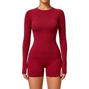 Haut de yoga personnalisé pour femme, en nylon et élasthanne, ajusté, à manches longues, pour la gym, le Pilates, l'exercice et l'entraînement actif - Product Image 1