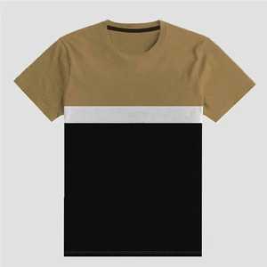 Camiseta de Manga Corta para Hombre, Cuello Redondo, Corte Regular, Detalles en Contraste, Diseño Sólido Informal, Negro, Marrón, Blanco - Product Image 4