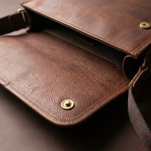 Genuine Leather Laptop Messenger Bag for Men Slim Crossbody Shoulder Bag with Flap, Lightweight Business Work Satchel for Office - Product Image 3