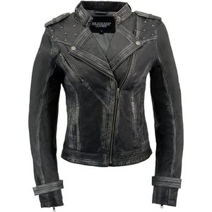 Chaqueta de Motociclista de Piel de Oveja Premium para Mujer 2025, Color Negro, Talla XL, Temporada de Otoño, con Tachuelas, Modelo SFL2840 - Product Image 2
