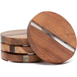 Handmade Square Luxury Wooden Eco-Friendly Drink Coasters Set Natural Wood Tea Coffee Cup <b>Table</b> <b>Protector</b> Home Kitchen Decor - Product Image 1