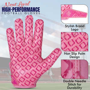Gants de football américain personnalisés roses pour l'hiver, extérieur, avec grip adhésif, respirants, légers, à doigts complets, fermeture à cordon réglable, unisexe - Product Image 5