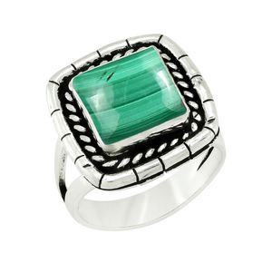 Bague ajustable en malachite verte naturelle, pierre précieuse authentique, pierre de naissance de mai - Product Image 3