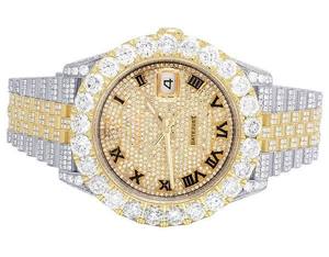 BOJ R.O.L.E.X.14 Montre de luxe à chiffres romains VVS Moissanite, mouvement japonais à quartz analogique 41MM, en acier, fermoir caché, style Iced Hip - Product Image 2