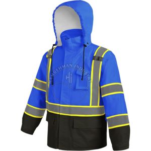 High Visibility Polyester Front Zipper Reflective Safety Jacket Wholesales Custom Logo Construction Winter Clothes Safety Wear - Product Image 1
