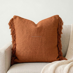 Soft Color Woven Summer Elegant Handwoven Pillow Covers Customized Side Fringed Designer <b>Sofa</b> Pillowsham Covers - Product Image 6