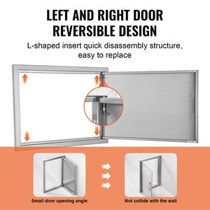 Maniglia verticale singola per porta da cucina esterna in acciaio inossidabile da 24W x 17H pollici, per accesso BBQ, ricambi e accessori per mobili - Product Image 4