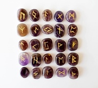 Ensemble de runes Wicca en améthyste naturelle de qualité supérieure, 13 pierres, fait main, pochette en velours durable, cristaux de guérison Reiki, mascotte