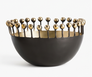 Cuenco Metálico Contemporáneo con Borde Dorado, Centro de Mesa Decorativo para Hogar, Oficina, Sala de Estar y Mesa de Comedor - Product Image 1
