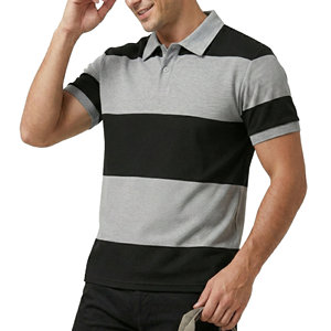 Polo rayé personnalisé pour homme, en tissu piqué respirant, manches courtes, pour l'été, vêtements décontractés, polos d'usine pour hommes - Product Image 6