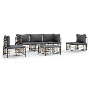Conjunto de Muebles de Jardín de Poliratán Antracita con Acero con Recubrimiento en Polvo, Muebles de Exterior Duraderos - Product Image 2
