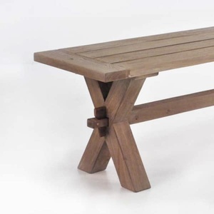 <b>Wood</b> X-Base <b>Bench</b> Rustic Modern Design Stable Dining Room Furniture Home Use - Product Image 2