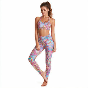 Conjunto de 2 Piezas para Yoga con Espalda Cruzada y Cuello Cuadrado para Mujer, Leggings de Compresión, Ropa Deportiva de Nylon/Algodón de Secado Rápido y Transpirable - Product Image 5