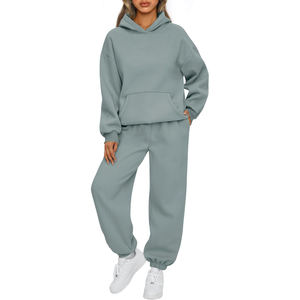 Custom Women Tracksuit Premium Fleece <b>Cropped</b> Zip Jacket Relaxed <b>Jogger</b> Set Casual Streetwear Winter Sportswear - Product Image 1