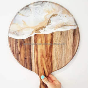 Tabla de cortar de madera de Acacia, tabla de cortar de resina epoxi, tabla de queso de resina oceánica, tabla de cortar de resina epoxi con mango - Product Image 2