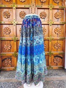Women's Floor-Length Satin Silk Bohemian Eco-Friendly Breathable High <b>Elastic</b> Patchwork Print Multi Color ODM Summer Wear <b>Skirt</b> - Product Image 4