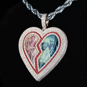 Heart Shape Moissanite Enamel Pendant 925 Silver Custom Photo Picture Luxury <b>Memorial</b> Jewelry For <b>Gifts</b> Hip Hop Iced Out Pendant - Product Image 5